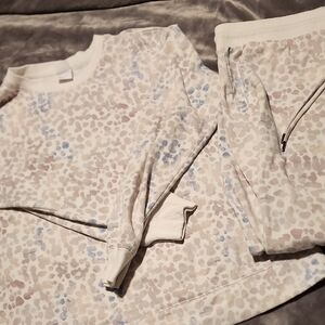 Stars Above Women's Pajama Set - Cream and Blue Pattern, XL Shirt/ L Pants